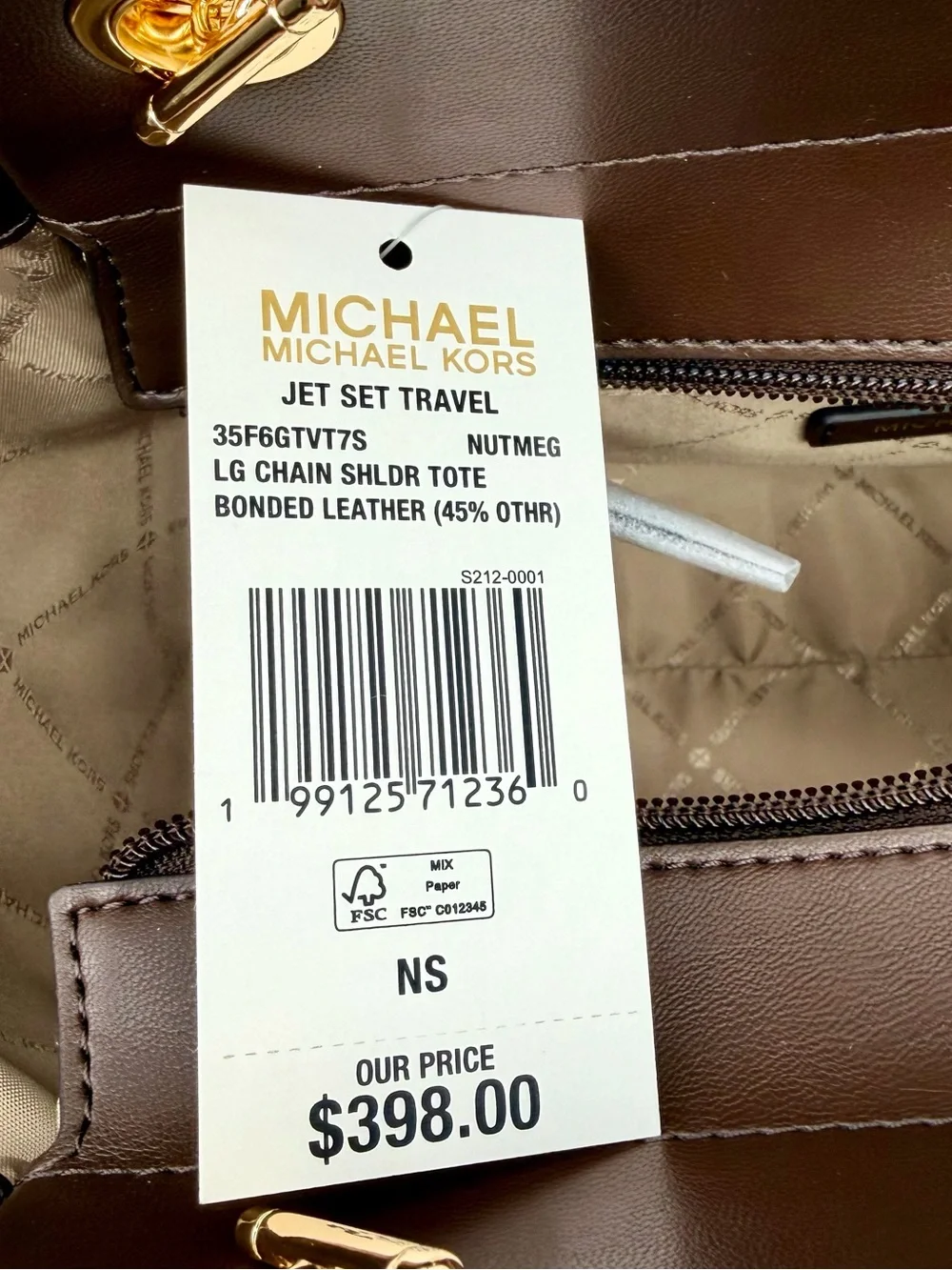 Michael Kors Jet Set Travel Suede Chain Tote Shoulder Bag